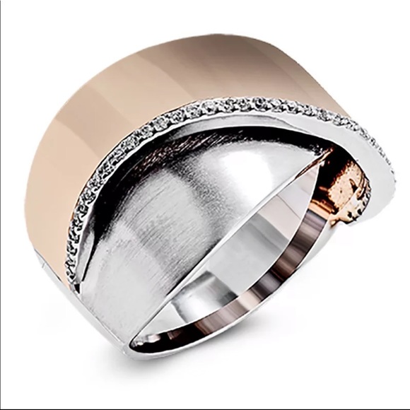 New Women’s 925 Silver Rose Gold Diamond Ring - Picture 3 of 4